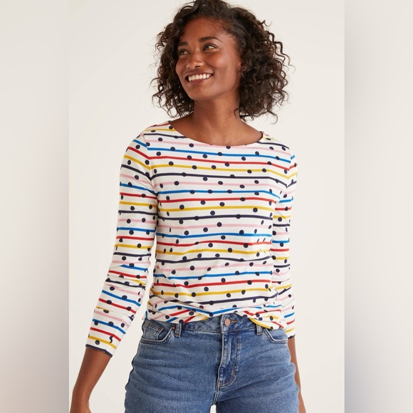 Boden Multi Stripe Spotted Breton Top - Picture 1 of 7